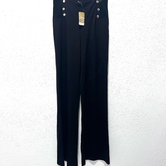 Suzanne Betro Black Button-Accent Pants Medium - Picture 1 of 9